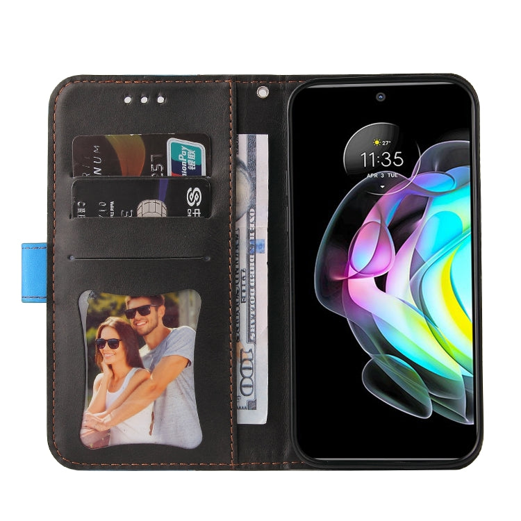 For Motorola Edge 20 Stitching-Color Horizontal Flip Leather Phone Case with Holder & Card Slots & Photo Frame