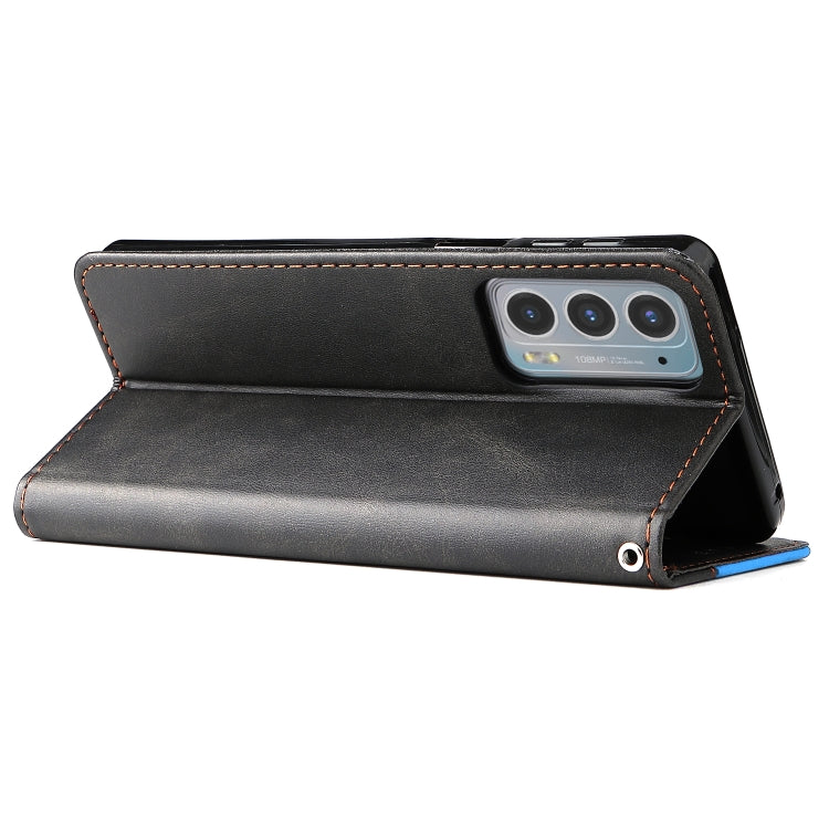 For Motorola Edge 20 Stitching-Color Horizontal Flip Leather Phone Case with Holder & Card Slots & Photo Frame