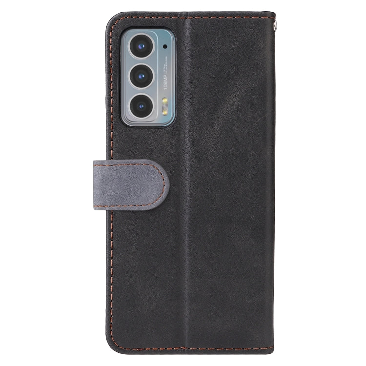 For Motorola Edge 20 Stitching-Color Horizontal Flip Leather Phone Case with Holder & Card Slots & Photo Frame