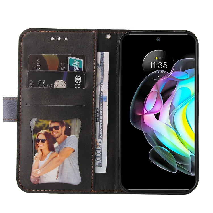 For Motorola Edge 20 Stitching-Color Horizontal Flip Leather Phone Case with Holder & Card Slots & Photo Frame