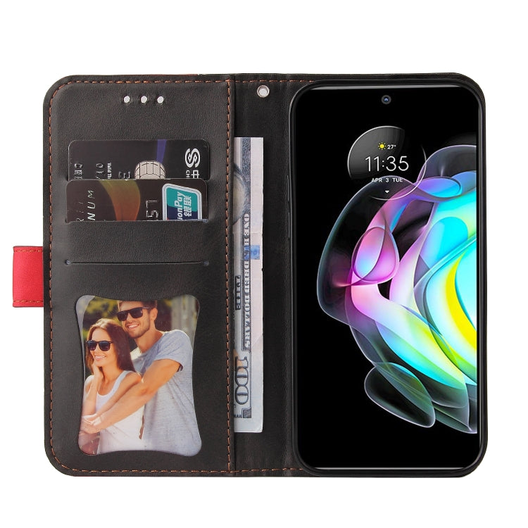 For Motorola Edge 20 Stitching-Color Horizontal Flip Leather Phone Case with Holder & Card Slots & Photo Frame