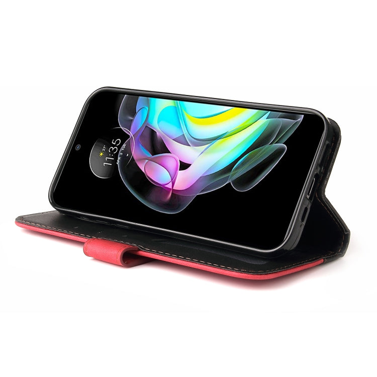 For Motorola Edge 20 Stitching-Color Horizontal Flip Leather Phone Case with Holder & Card Slots & Photo Frame