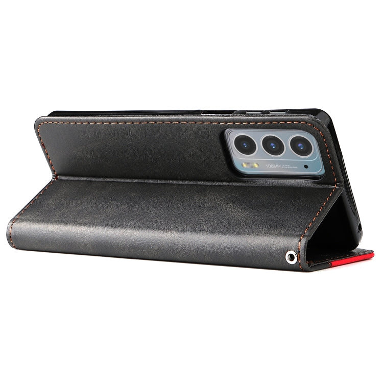 For Motorola Edge 20 Stitching-Color Horizontal Flip Leather Phone Case with Holder & Card Slots & Photo Frame