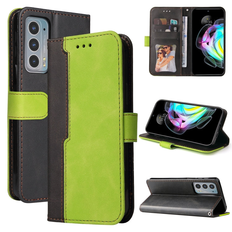 For Motorola Edge 20 Stitching-Color Horizontal Flip Leather Phone Case with Holder & Card Slots & Photo Frame