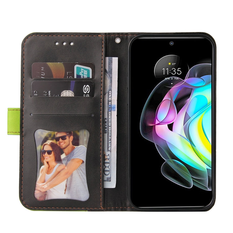 For Motorola Edge 20 Stitching-Color Horizontal Flip Leather Phone Case with Holder & Card Slots & Photo Frame