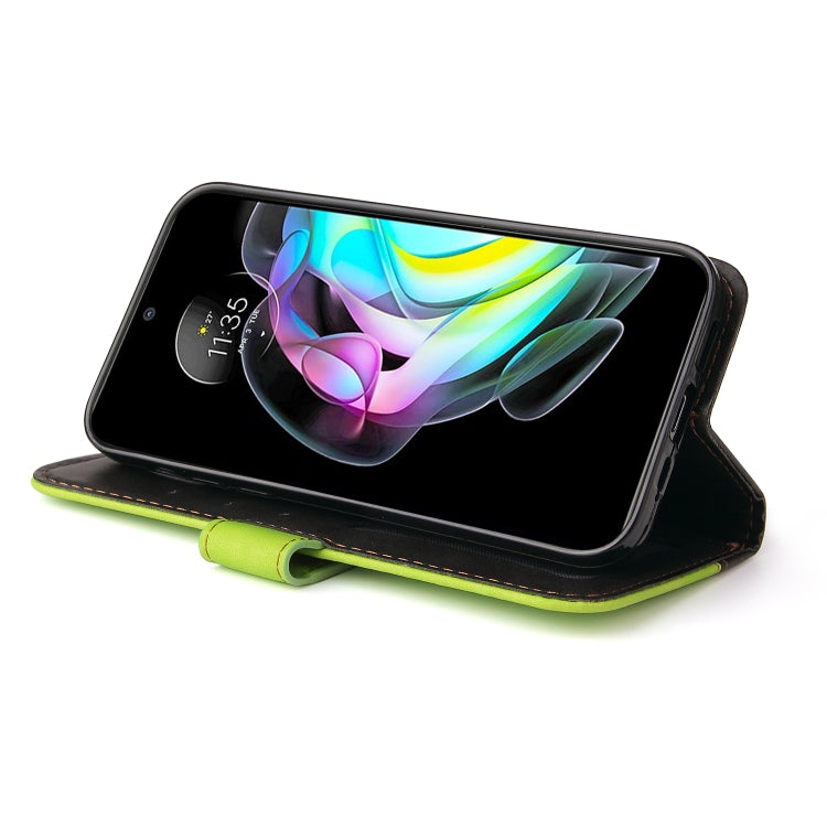 For Motorola Edge 20 Stitching-Color Horizontal Flip Leather Phone Case with Holder & Card Slots & Photo Frame