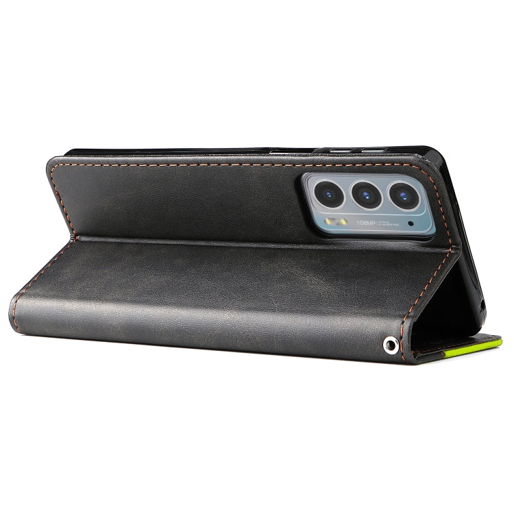 For Motorola Edge 20 Stitching-Color Horizontal Flip Leather Phone Case with Holder & Card Slots & Photo Frame