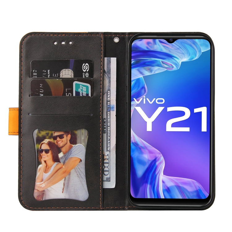 For vivo Y21 / Y21s / Y33s Stitching-Color Horizontal Flip Leather Phone Case with Holder & Card Slots & Photo Frame