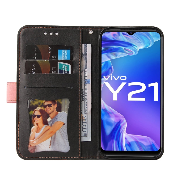 For vivo Y21 / Y21s / Y33s Stitching-Color Horizontal Flip Leather Phone Case with Holder & Card Slots & Photo Frame