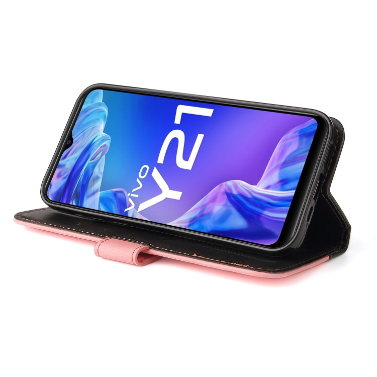 For vivo Y21 / Y21s / Y33s Stitching-Color Horizontal Flip Leather Phone Case with Holder & Card Slots & Photo Frame