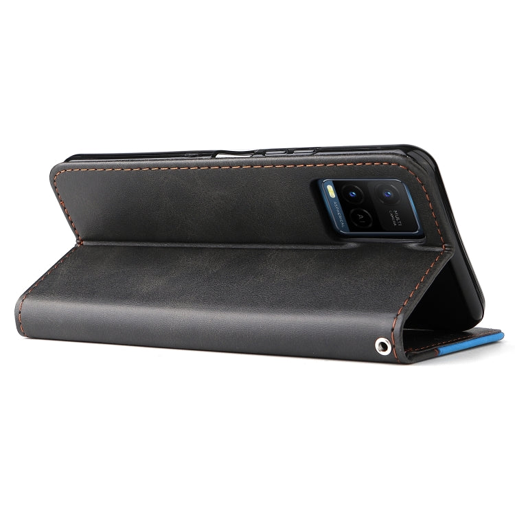 For vivo Y21 / Y21s / Y33s Stitching-Color Horizontal Flip Leather Phone Case with Holder & Card Slots & Photo Frame