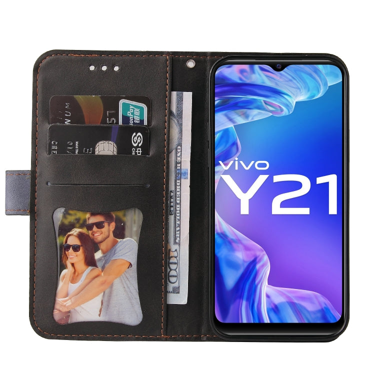 For vivo Y21 / Y21s / Y33s Stitching-Color Horizontal Flip Leather Phone Case with Holder & Card Slots & Photo Frame