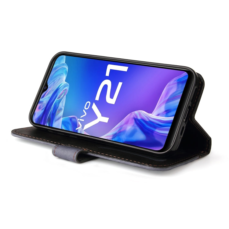 For vivo Y21 / Y21s / Y33s Stitching-Color Horizontal Flip Leather Phone Case with Holder & Card Slots & Photo Frame