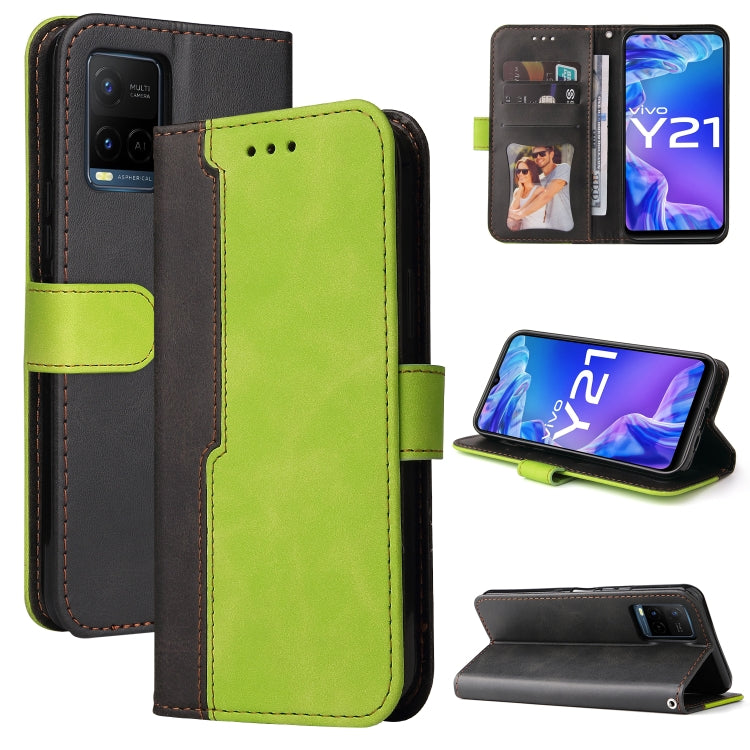 For vivo Y21 / Y21s / Y33s Stitching-Color Horizontal Flip Leather Phone Case with Holder & Card Slots & Photo Frame