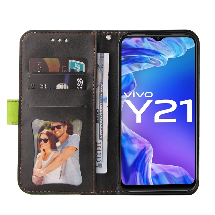 For vivo Y21 / Y21s / Y33s Stitching-Color Horizontal Flip Leather Phone Case with Holder & Card Slots & Photo Frame