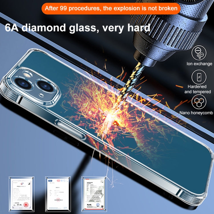 For iPhone 13 0.4mm Ultra-thin Transparent Crystal Diamond Tempered Glass Phone Case