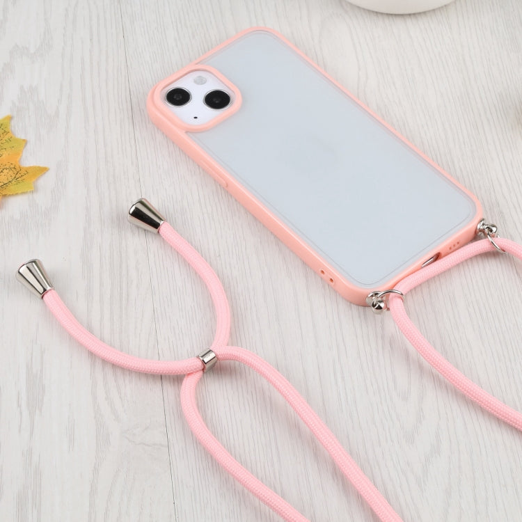 For iPhone 13 mini Candy Transparent Phone Case with Lanyard