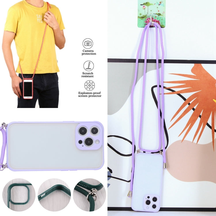 For iPhone 12 Pro Candy Transparent Phone Case with Lanyard
