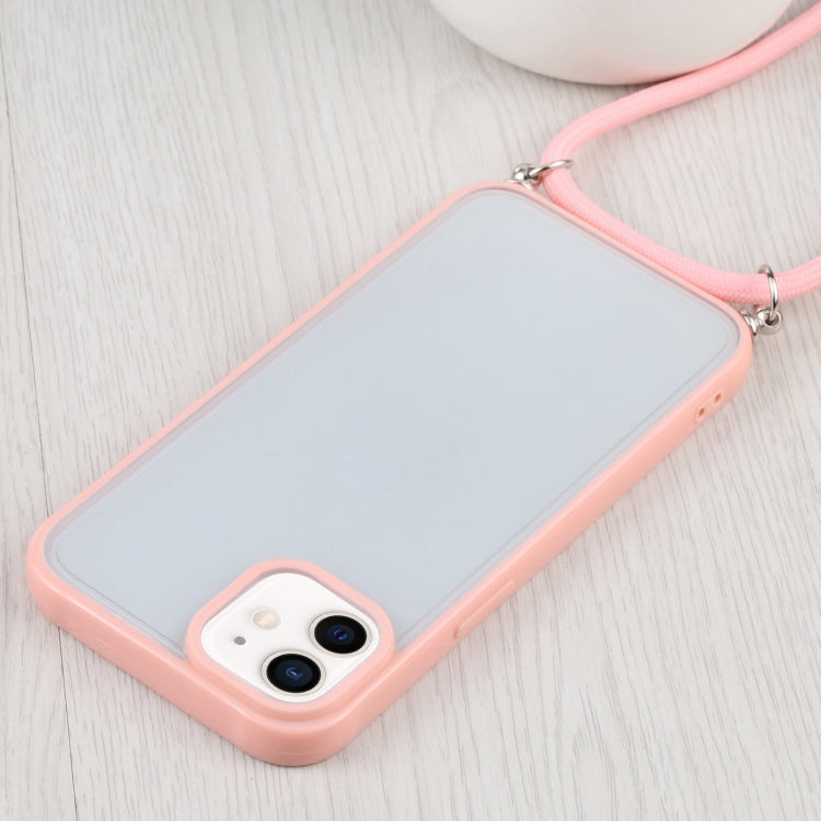 For iPhone 12 Candy Transparent Phone Case with Lanyard