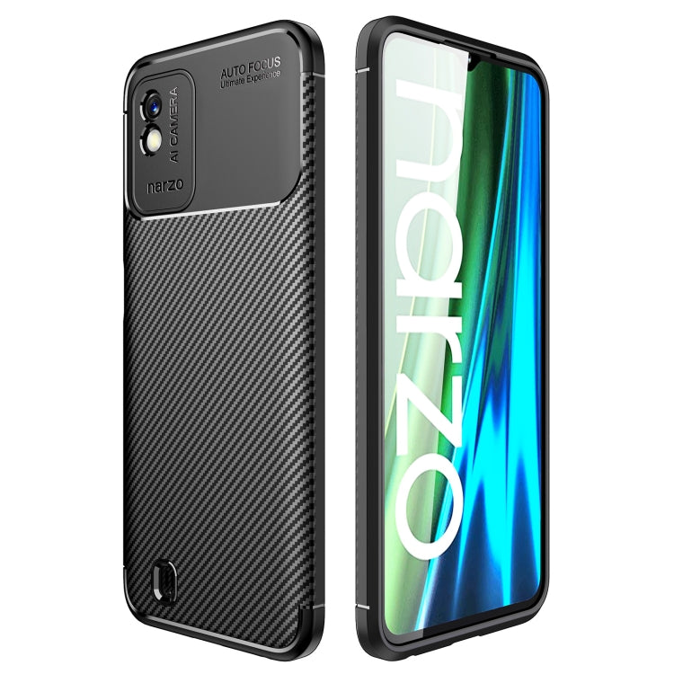For OPPO Realme Narzo 50i Carbon Fiber Texture Shockproof TPU Phone Case