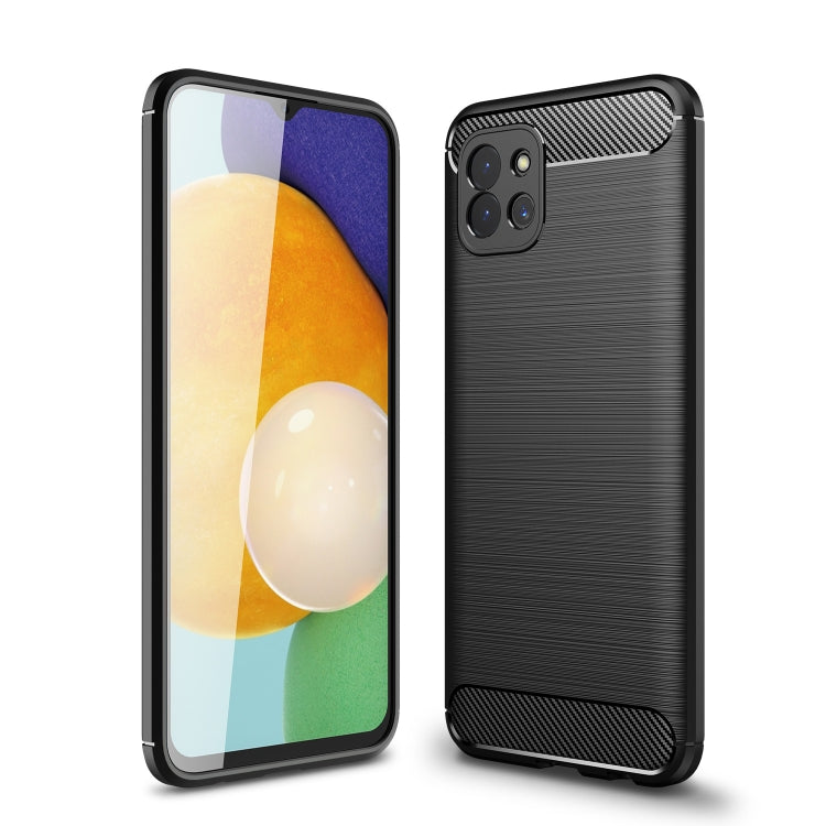 For Samsung Galaxy A03 Global Brushed Texture Carbon Fiber TPU Phone Case