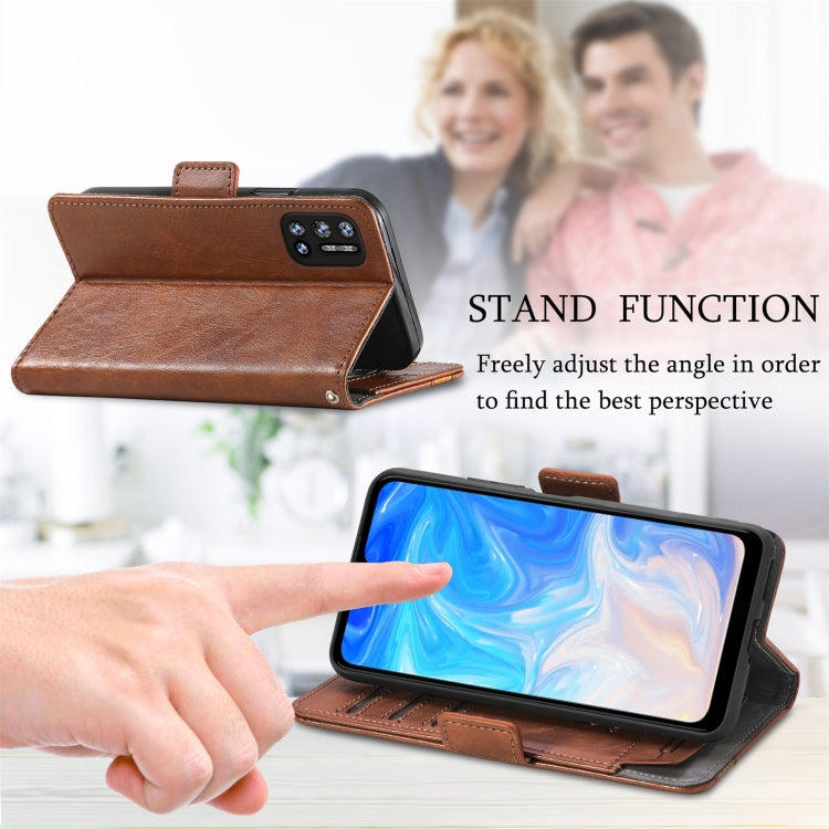 For Doogee N40 Pro CaseNeo Splicing Dual Magnetic Buckle Leather Case with Holder & Card Slots & Wallet