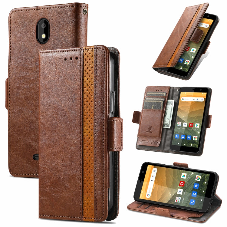 For Vodafone Smart E11 CaseNeo Splicing Dual Magnetic Buckle Leather Case with Holder & Card Slots & Wallet