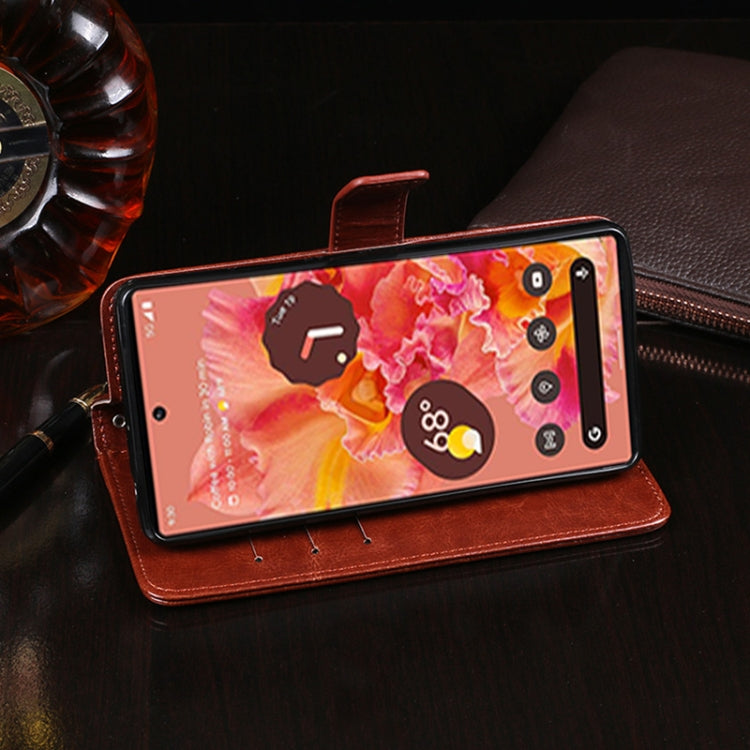 For Google Pixel 6 idewei Crazy Horse Texture Leather Phone Case with Holder & Card Slots & Wallet