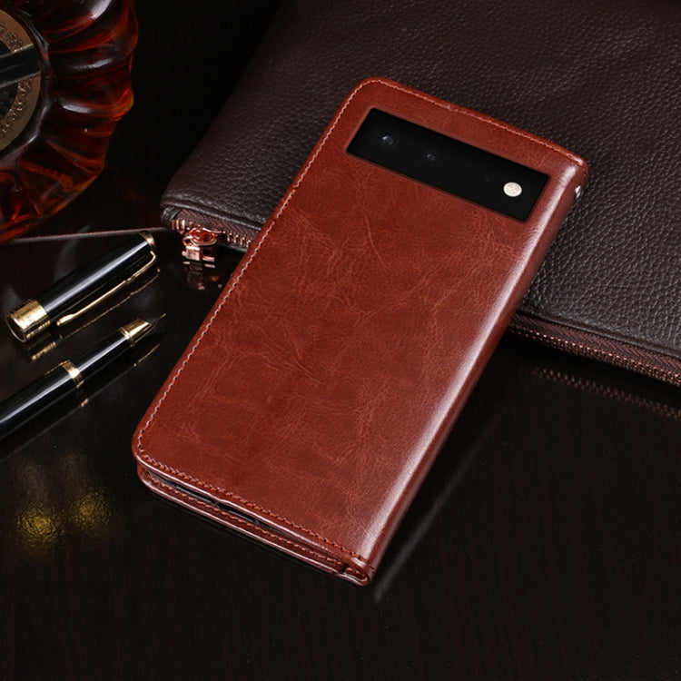 For Google Pixel 6 Pro idewei Crazy Horse Texture Leather Phone Case with Holder & Card Slots & Wallet