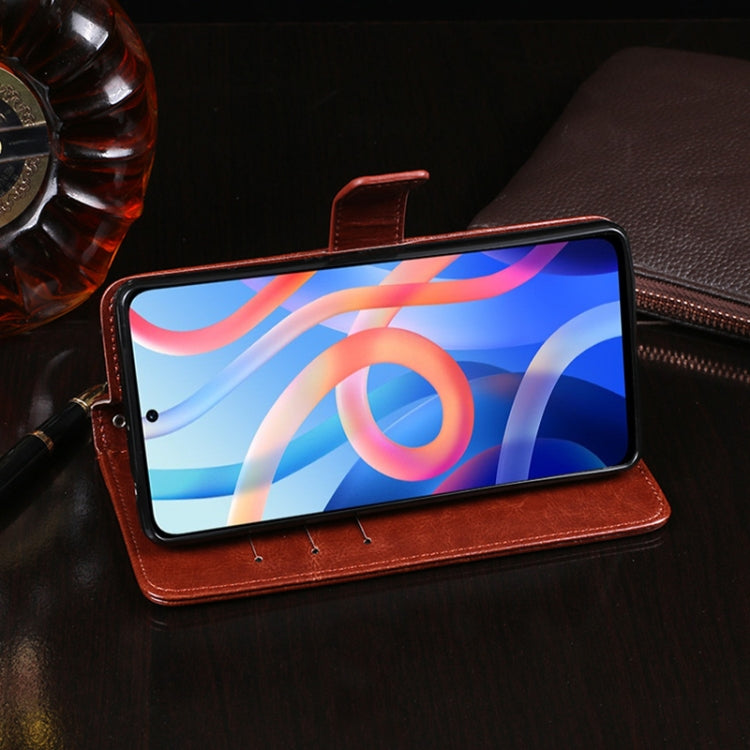 For Xiaomi Redmi Note 11 idewei Crazy Horse Texture Leather Phone Case with Holder & Card Slots & Wallet