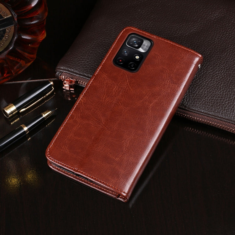 For Xiaomi Redmi Note 11 Pro idewei Crazy Horse Texture Leather Phone Case with Holder & Card Slots & Wallet
