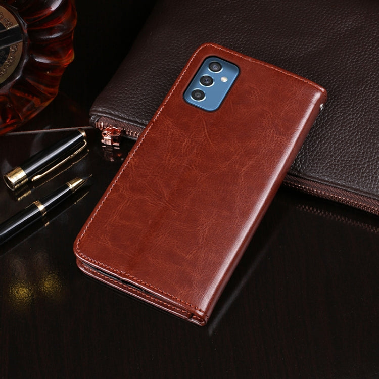 For Samsung Galaxy M52 5G idewei Crazy Horse Texture Leather Phone Case with Holder & Card Slots & Wallet