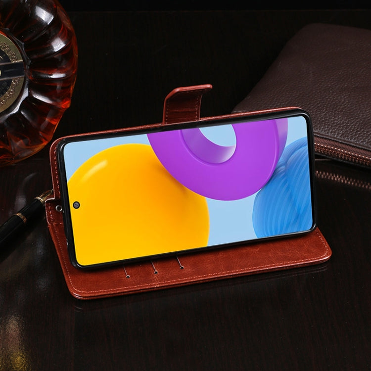 For Samsung Galaxy M52 5G idewei Crazy Horse Texture Leather Phone Case with Holder & Card Slots & Wallet
