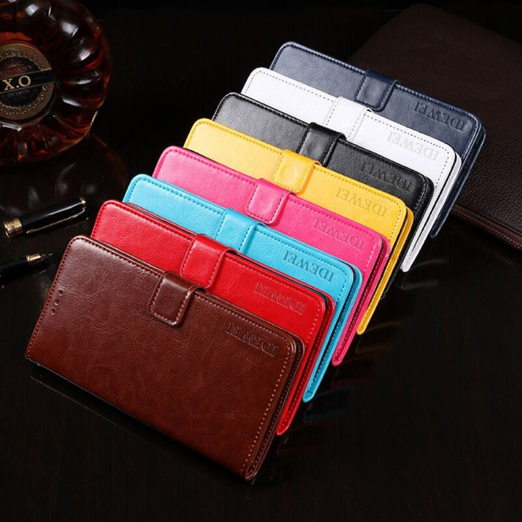 For Samsung Galaxy M52 5G idewei Crazy Horse Texture Leather Phone Case with Holder & Card Slots & Wallet