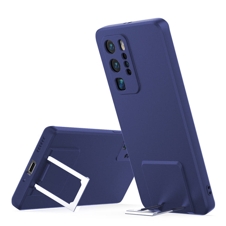 For Huawei P40 Skin Feel Frosted TPU Shockproof Phone Case with Telescopic Holder