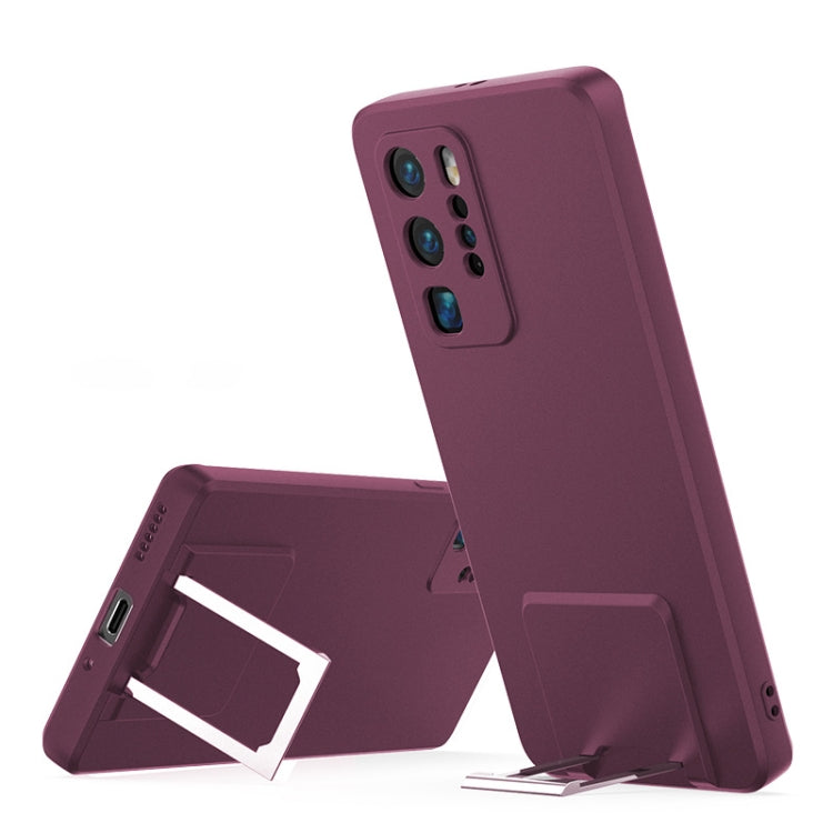For Huawei P40 Skin Feel Frosted TPU Shockproof Phone Case with Telescopic Holder