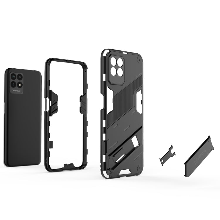 For OPPO Realme 8i Punk Armor 2 in 1 PC + TPU Shockproof Phone Case with Invisible Holder
