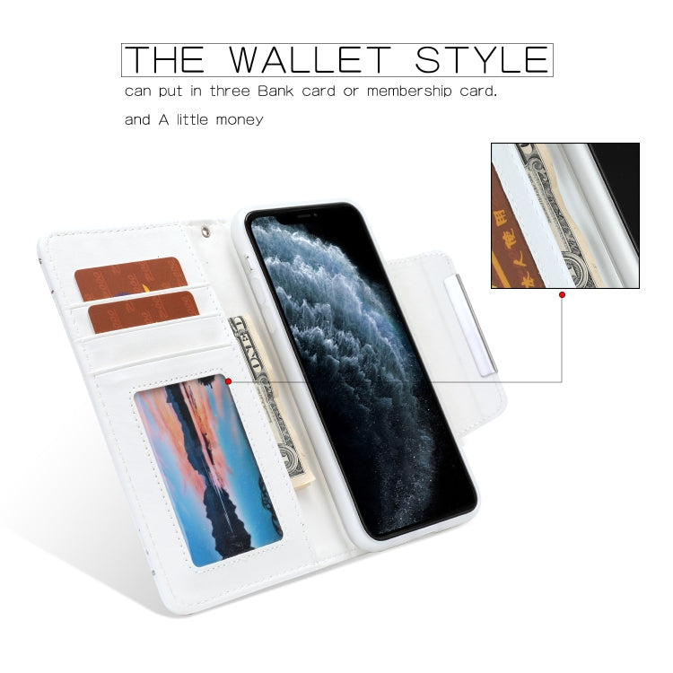 For iPhone 11 Separable Maple Leaf Flower Litchi Texture Flip Leather Case with Holder & Card Slot & Wallet & Lanyard