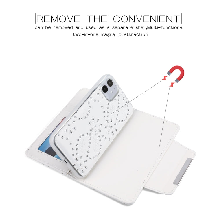 For iPhone 11 Separable Maple Leaf Flower Litchi Texture Flip Leather Case with Holder & Card Slot & Wallet & Lanyard