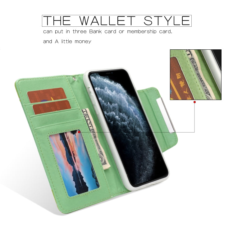 For iPhone 11 Separable Maple Leaf Flower Litchi Texture Flip Leather Case with Holder & Card Slot & Wallet & Lanyard