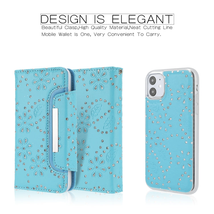 For iPhone 11 Separable Maple Leaf Flower Litchi Texture Flip Leather Case with Holder & Card Slot & Wallet & Lanyard