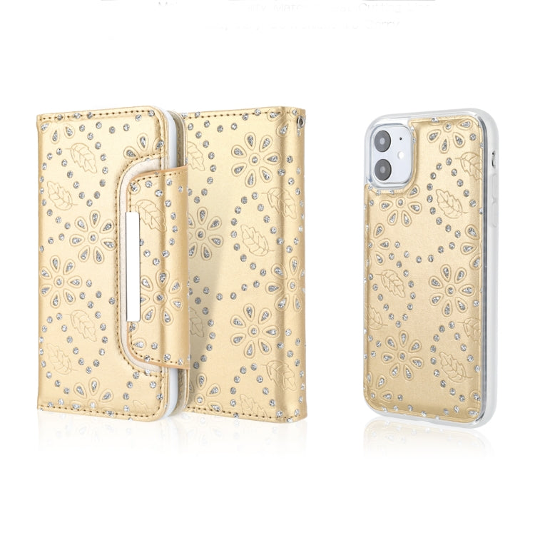For iPhone 11 Separable Maple Leaf Flower Litchi Texture Flip Leather Case with Holder & Card Slot & Wallet & Lanyard