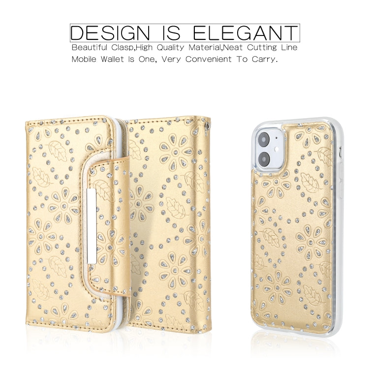 For iPhone 11 Separable Maple Leaf Flower Litchi Texture Flip Leather Case with Holder & Card Slot & Wallet & Lanyard