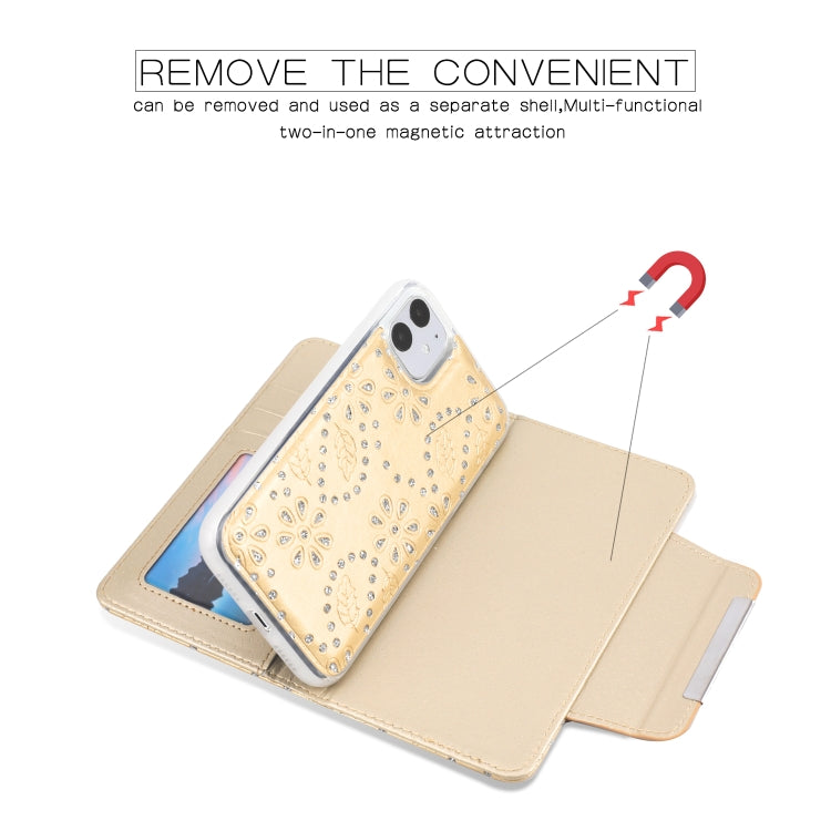 For iPhone 11 Separable Maple Leaf Flower Litchi Texture Flip Leather Case with Holder & Card Slot & Wallet & Lanyard