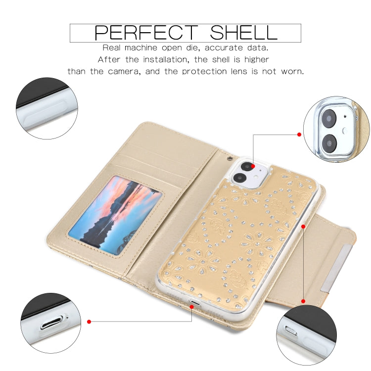 For iPhone 11 Separable Maple Leaf Flower Litchi Texture Flip Leather Case with Holder & Card Slot & Wallet & Lanyard