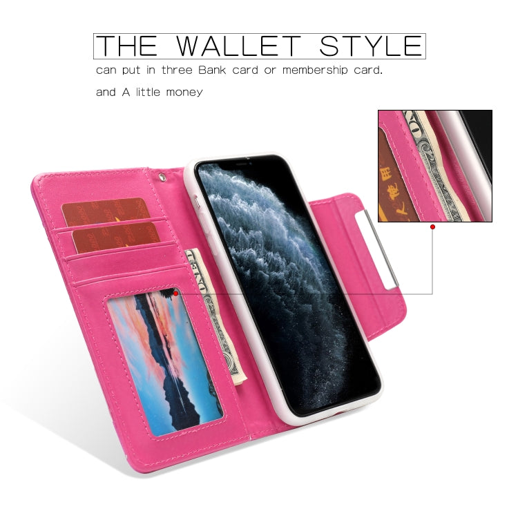 For iPhone 11 Separable Maple Leaf Flower Litchi Texture Flip Leather Case with Holder & Card Slot & Wallet & Lanyard