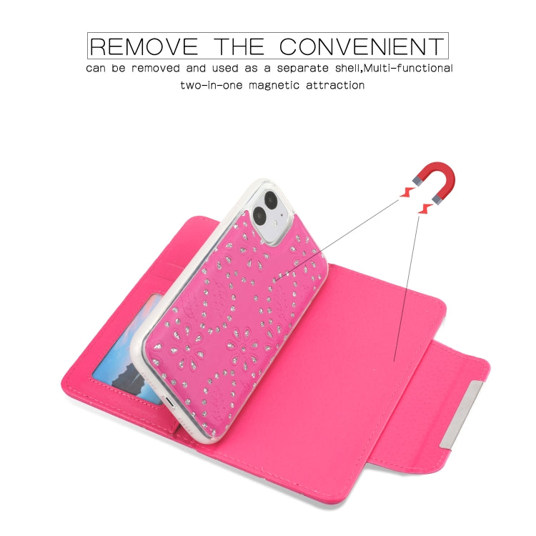 For iPhone 11 Separable Maple Leaf Flower Litchi Texture Flip Leather Case with Holder & Card Slot & Wallet & Lanyard