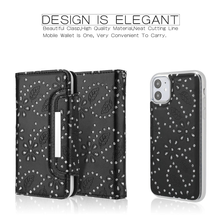 For iPhone 11 Separable Maple Leaf Flower Litchi Texture Flip Leather Case with Holder & Card Slot & Wallet & Lanyard