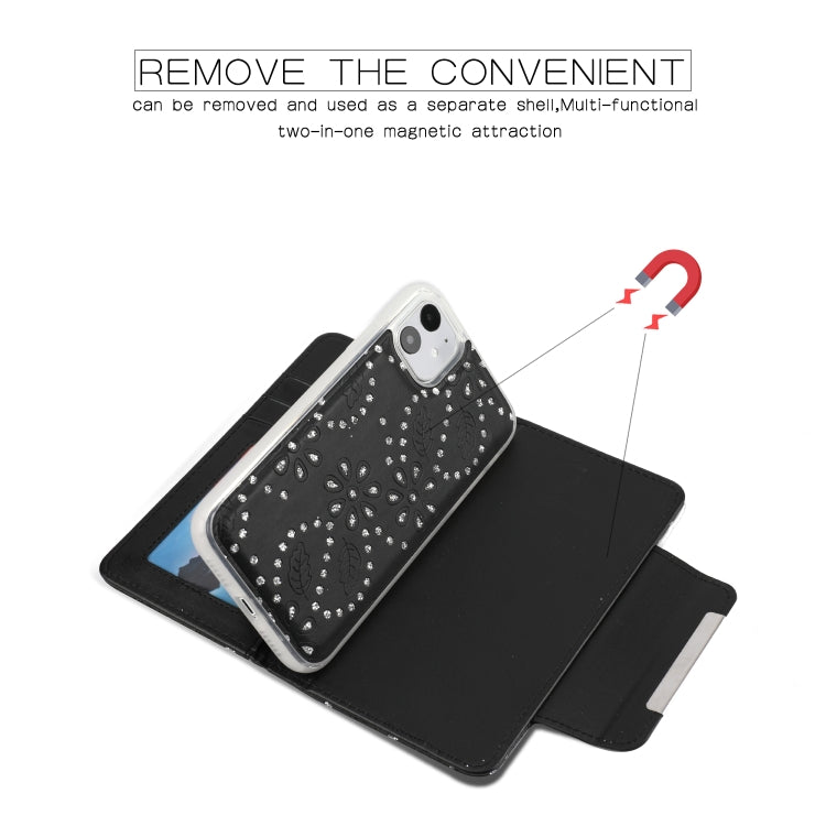 For iPhone 11 Separable Maple Leaf Flower Litchi Texture Flip Leather Case with Holder & Card Slot & Wallet & Lanyard