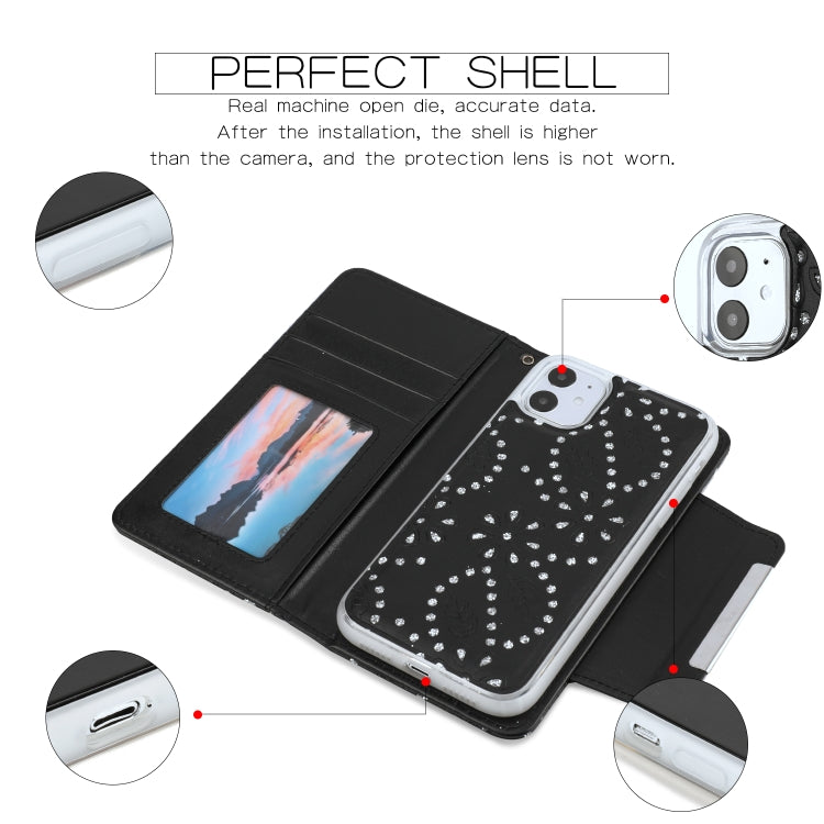 For iPhone 11 Separable Maple Leaf Flower Litchi Texture Flip Leather Case with Holder & Card Slot & Wallet & Lanyard